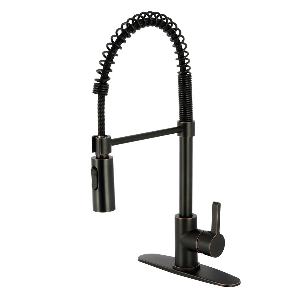 Kingston Brass Gourmetier Continental Single-Handle Deck-Mount Pre-Rinse Kitchen Faucet, Naples Bronze (LS8776CTL)