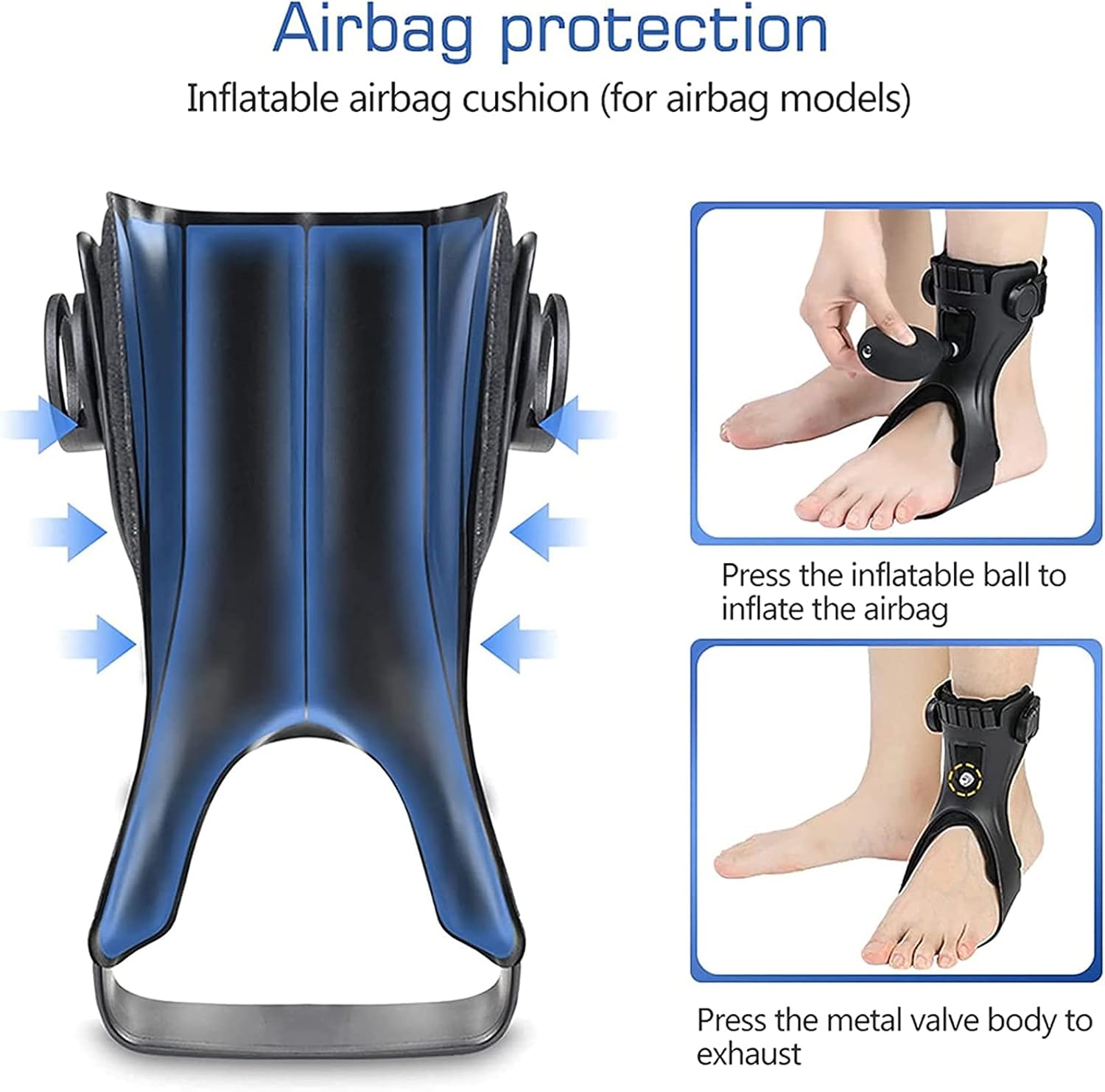 Drop Foot Brace Orthosis Ankle Orthosis Support with Comfortable Inflatable Airbag for Hemipleia Stroke Shoes Walking， for Sprains Night Splint Foot Drop，Black-M