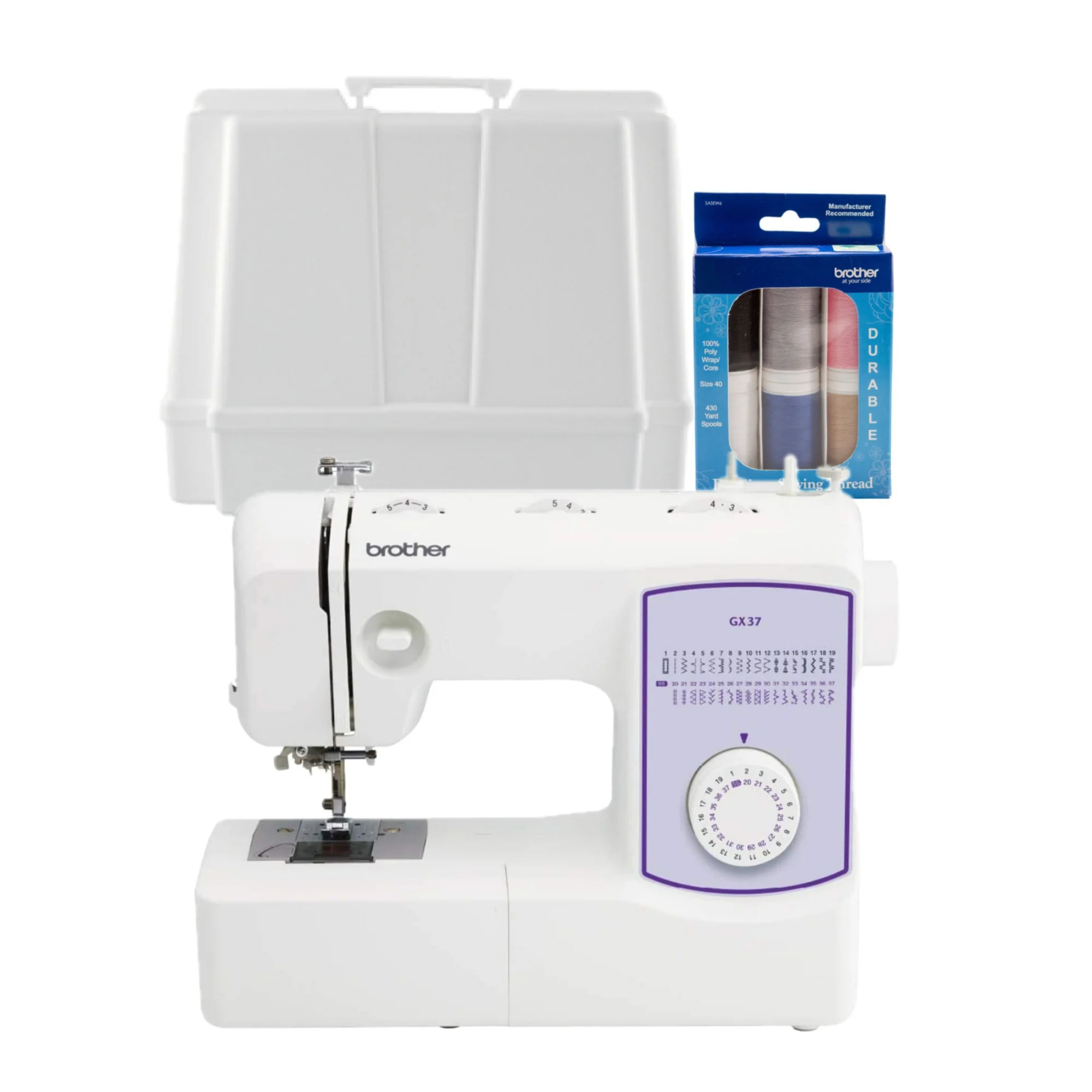 Brother GX-37 Sewing Machine with Hardcase and Carrying Handle Bundle