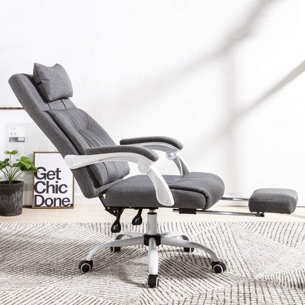 Executive Swivel Adjustable Swivel Office Desk Chair with Armrests Lumbar Support Desk Ergonomic Chair Home Office Chair with Footrest Backrest Boss Chair Reclining Swivel Chair (Grey)