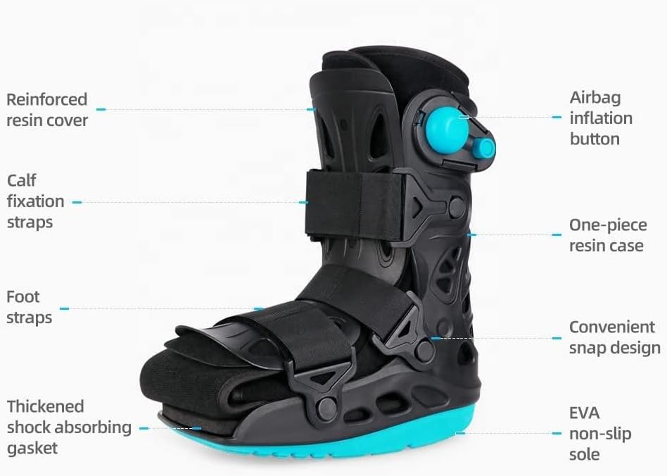 KEULEN Fracture Boot, Achilles Tendon Rupture Rehabilitation Shoes, Double Airbag Protection, Breathable Ankle Fracture Walking Short Boot Brace, for Sprained Ankle Foot Pain Recovery Broken Foot