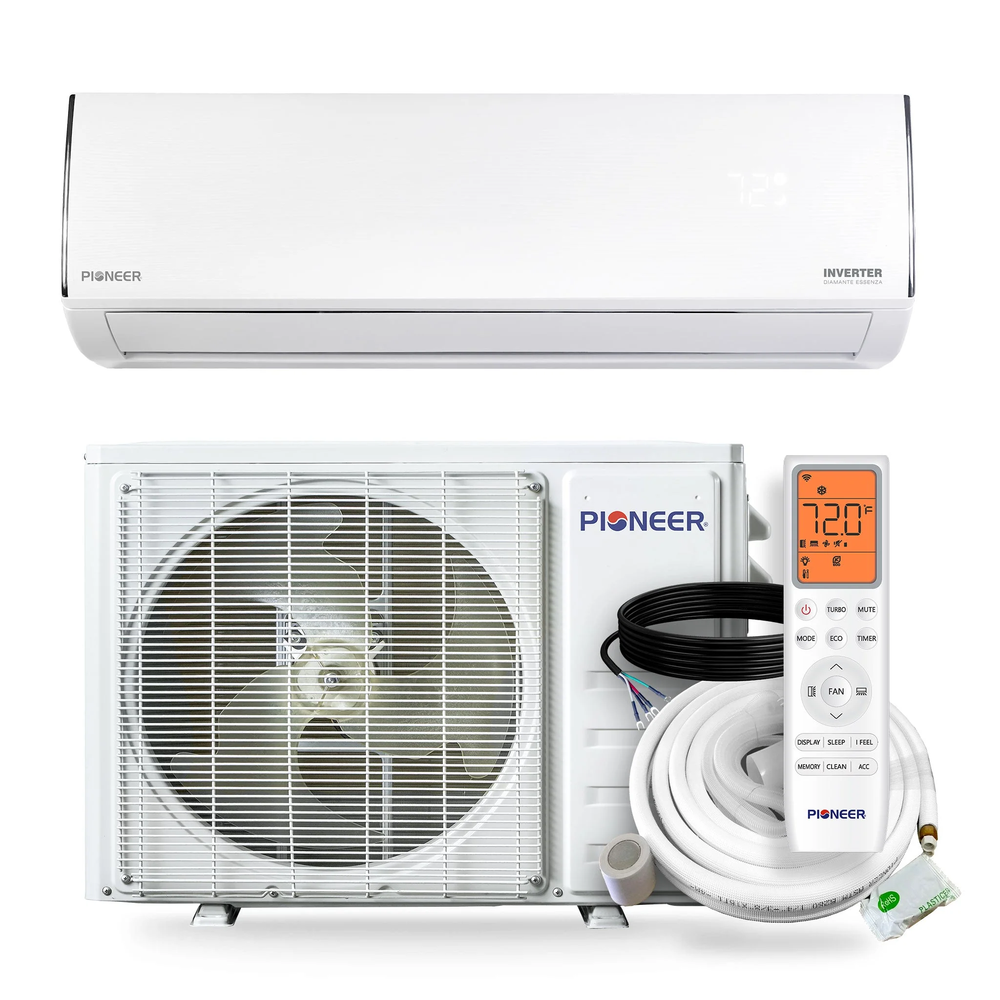 Pioneer庐 Diamante Essenza鈩?17,000 BTU 17 SEER2 230V High-Wall Ductless Mini-Split Air Conditioner Inverter Heat Pump with 16 Ft. Kit (WYT018GLUI17RL)