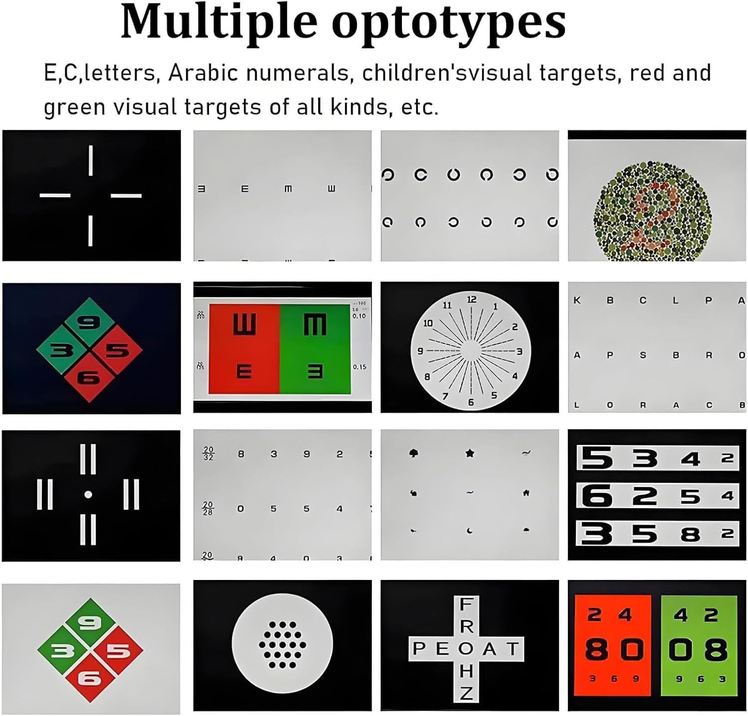 Electronic Vision Tester, LCD Digital Eye Chart with Remote Control and 300+ Visual Targets, 1-6.2m Adjustable Distance, Can Be Placed/Wall-Mounted for Home, Clinic Use