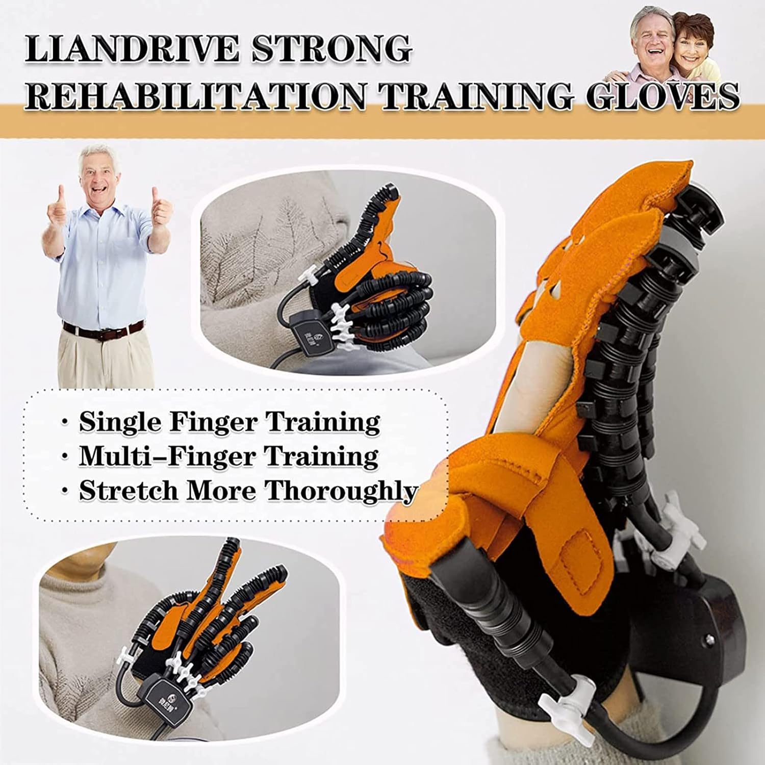 Finger Rehabilitation Training Robot Gloves, Stroke Hand Splint Electric Finger Orthosis, Hemiplegia Finger Exercises Pneumatic Mirror Rehabilitation Auxiliary Gloves(Size:Right-L)