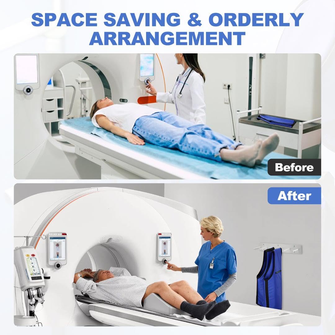 PER4MANCE 2-Pack Lead Apron Hanger – 6-Hook Heavy Duty Wall Mount with Extra Long Anti-Slip Hooks, Easy to Mount for Home and Commercial Use