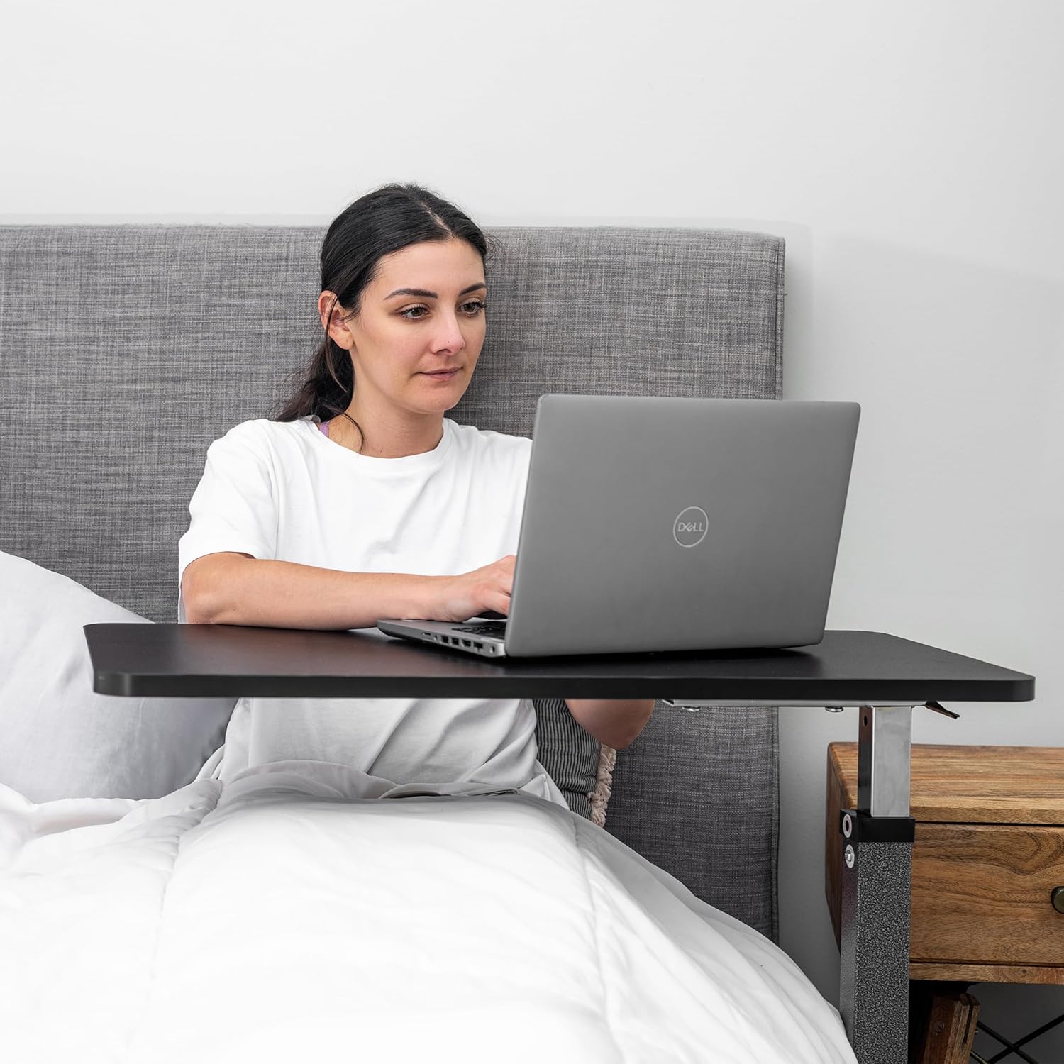 Roscoe Medical Hospital Bed Table, Rolling Overbed Table, Laptop Tables for Recliner, Bed, Bedside and Sofa - Computer Tables, Hospital Tray, Adjustable with Wheels and Secure Height Adjustment