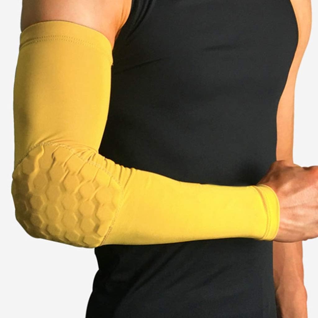 HBJWOV 1PCS Arm Sleeve Honeycomb Foam Pad Crashproof Antislip Basketball Pads Armband Sport Elbow Support Brace Protector(L)