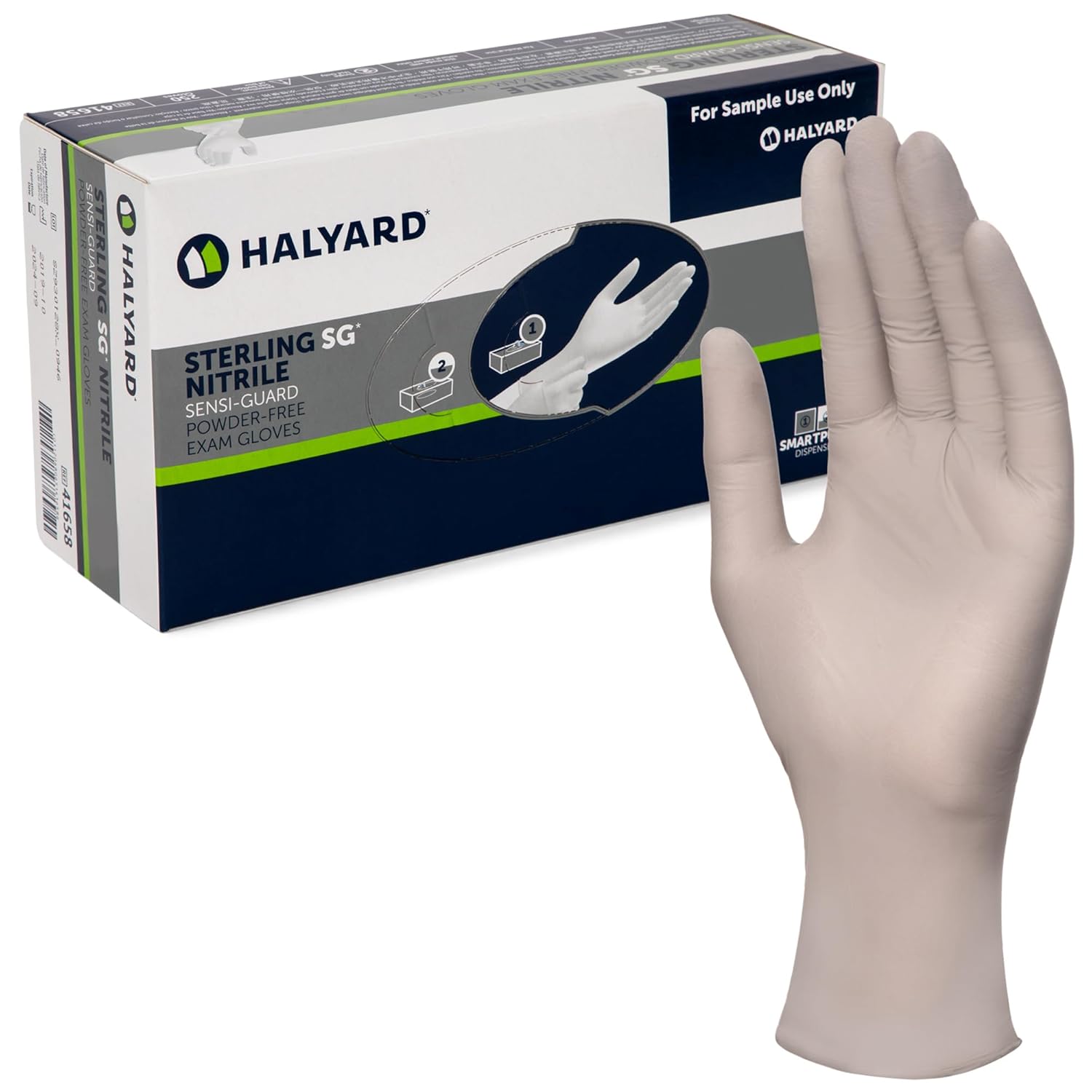 HALYARD Sterling SG Nitrile Powder-Free Exam Gloves, 3.7 mil, 9.5 Inches, Gray, Large, 41660 (Case of 2500)