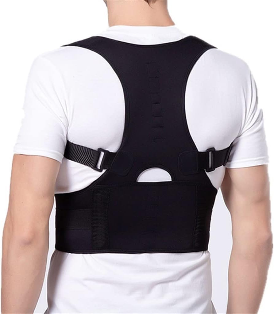 KouRy Posture Corrector Adjustable Shoulder Support Belt Neoprene Corset Brace Lumbar Strap for Men Women Black (Size : Small)