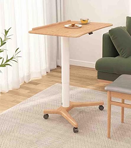 Overbed Table with Wheels,Solid Wood Lifting Desk Study Table Home Workbench Bedside Movable Table,Hospital and Home Medical Use (a L 80 CM)