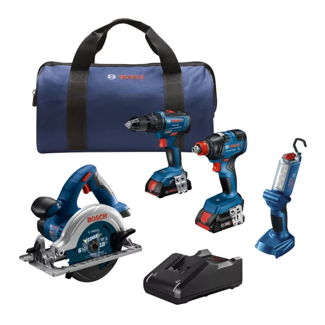 Bosch GXL18V-497B23 18V Cordless Drilling, Driving, and Cutting 4-Tool Combo Kit