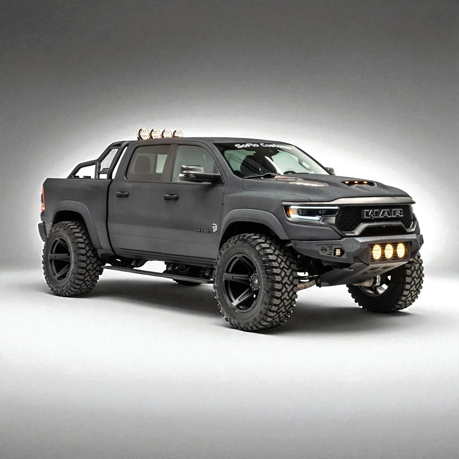 RAM TRX Baja Front Bumper w/ 3 Center Lights & Skid Plate 2021-2024