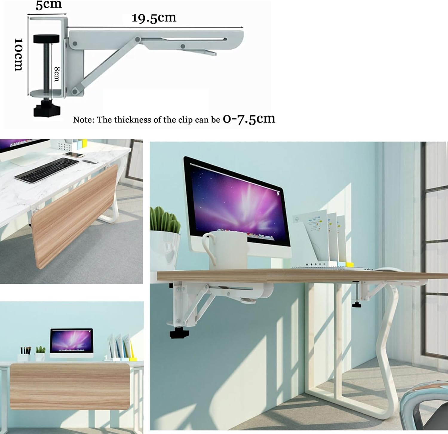 90° Foldable Keyboard Tray - Ergonomic Desk Extender Tray, Fully Supports The Arms/Teak/75 * 25Cm,