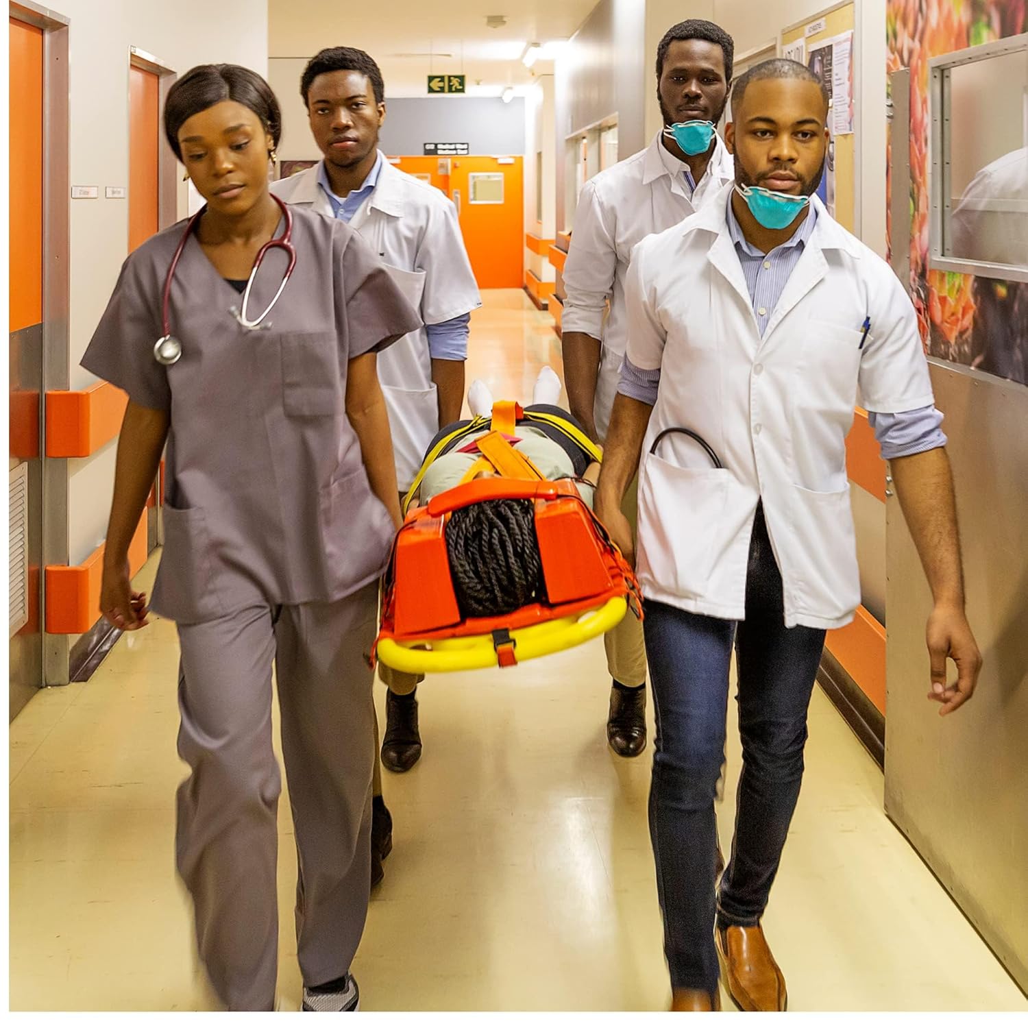 ASA Techmed Spine Board Stretcher, Patent Transfer EMT Backboard Immobilization, Base Board Yellow