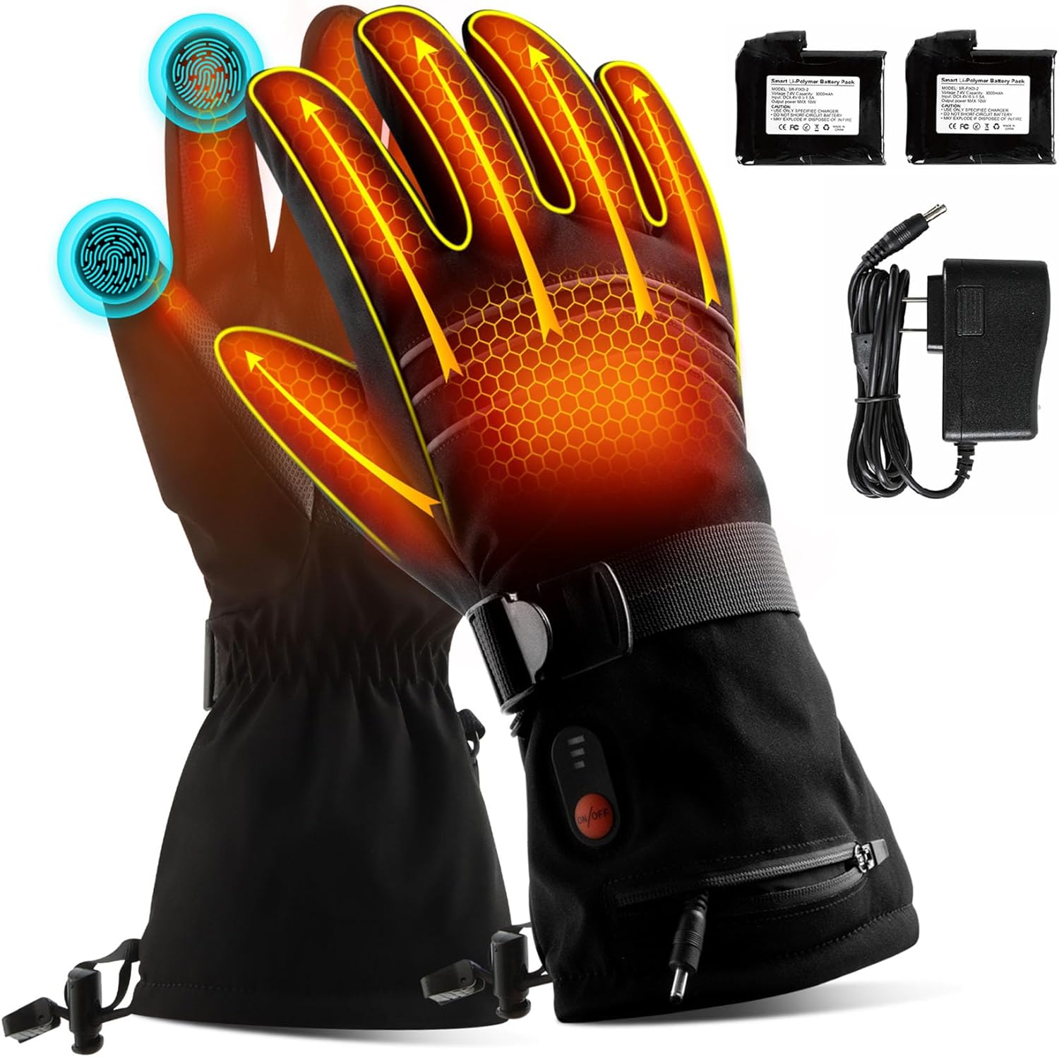 Rechargeable Heated Gloves for Men Women,7.4V 6400mAh Electric Heated Gloves (L)