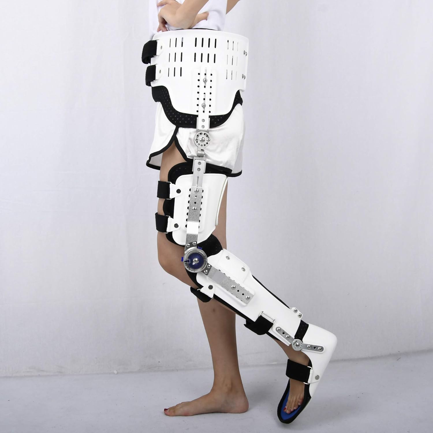 Articulated Knee Orthosis Immobilizer, Adjustable Hip Knee Ankle Foot Support Orthosis Thigh Knee Braces Leg Ankle Fixed Limb Strap Joint Supports Stabilizer Equipment