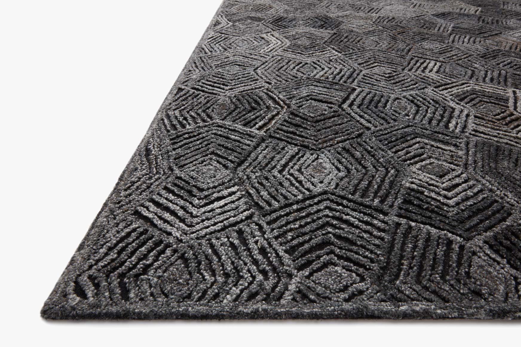 Loloi Prescott Collection - Contemporary Hooked Rug in Charcoal (PRE-01)