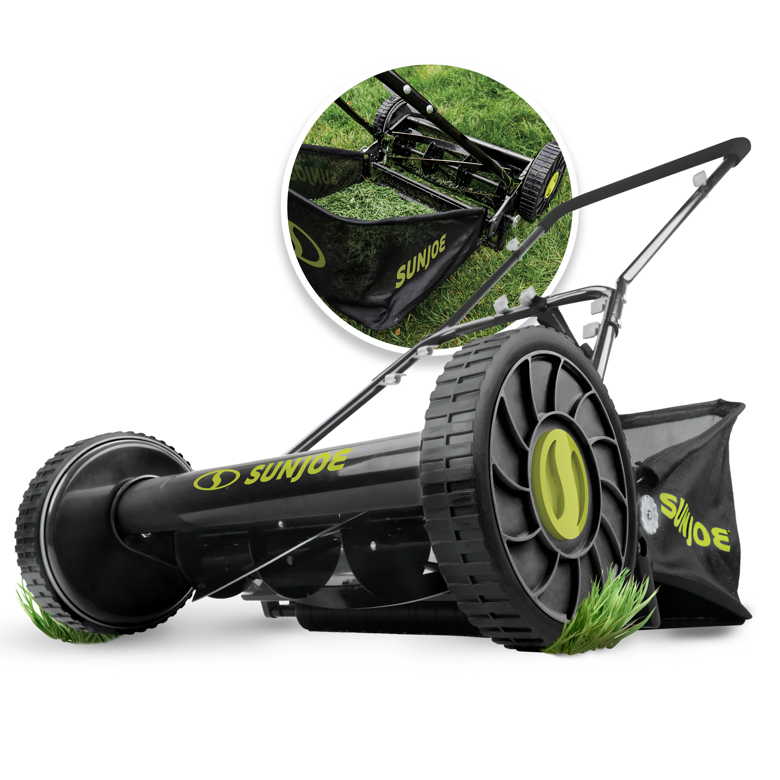 Sun Joe MJ500M Manual Reel Mower W/ Grass Catcher | 16-inch | 4-Position