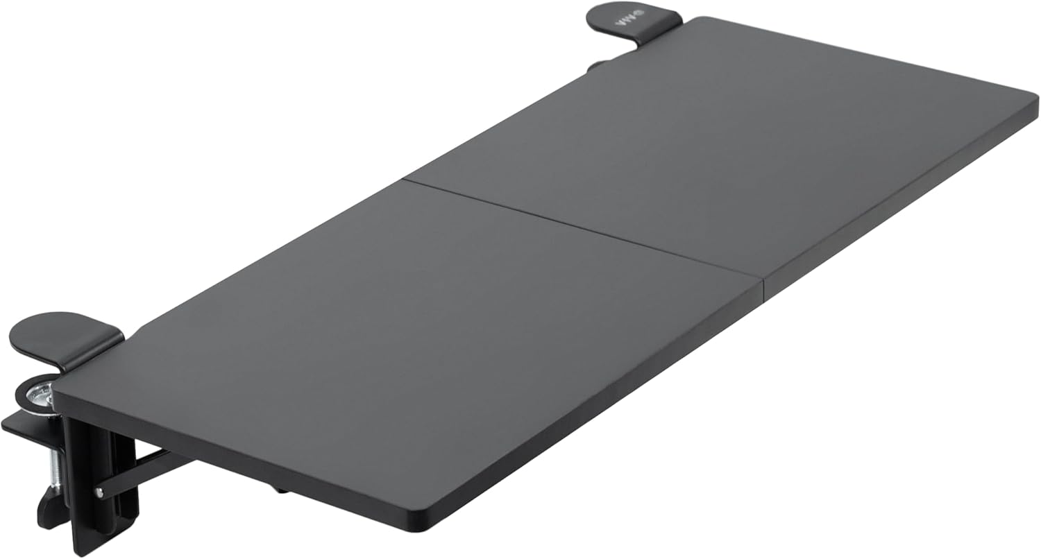 VIVO Clamp-on 30 x 12 inch Foldable Desk Extender, Wrist Support Arm Rest, Office Keyboard Tray, Side Table Extension Attachment, Black, DESK-EXT30
