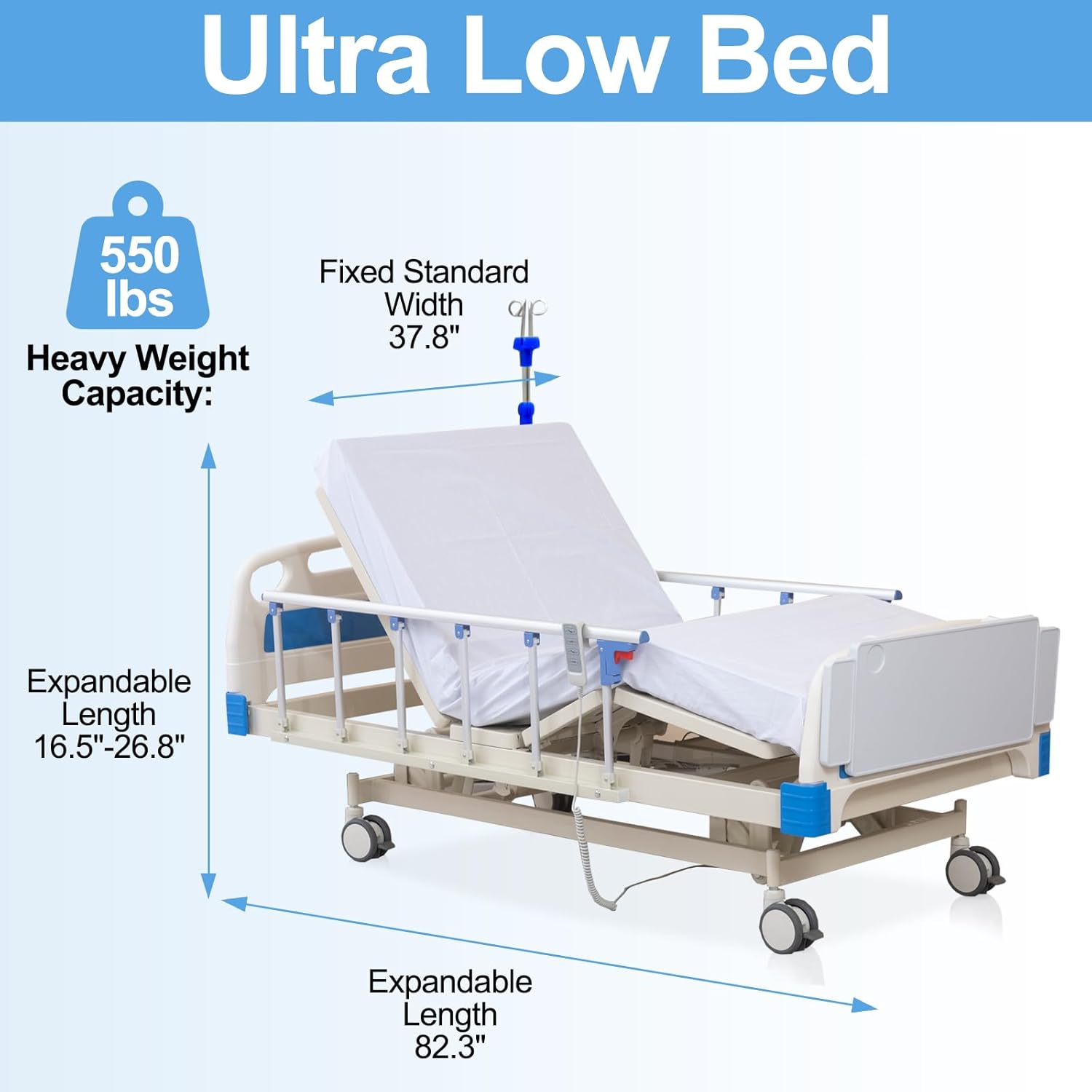 Premium Medical Hospital Beds - Full Electric Hospital ICU Bed with 3 Adjustable Features | 4.7