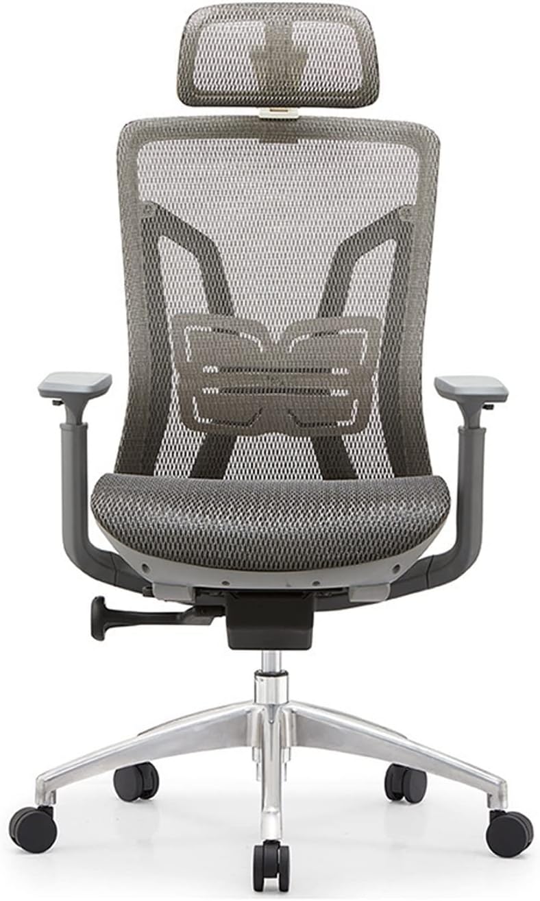 Office Chairs, Ergonomic Office Chair with Adjustable Headrest, Computer Desk Chair with Armrests and Lumbar Support (Grey)