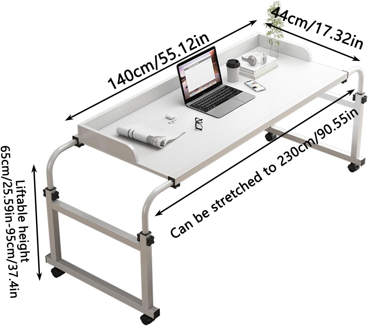 Hospital Table Over Bed for Home Use Swivel,Over The Bed Table with Wheels,Adjustable Height Table,Hospital Bed Table,Chair Cart,Laptop Desk for Bed,Recliner Table,Perfect for Hospital Famil