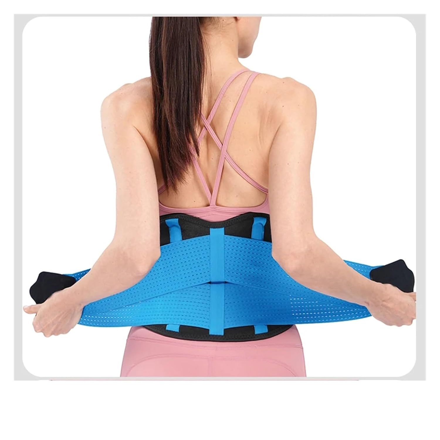 Lower Back Brace Lumbar Support Belt Compression Weight Lifting Adjustable Straps Unise(M)