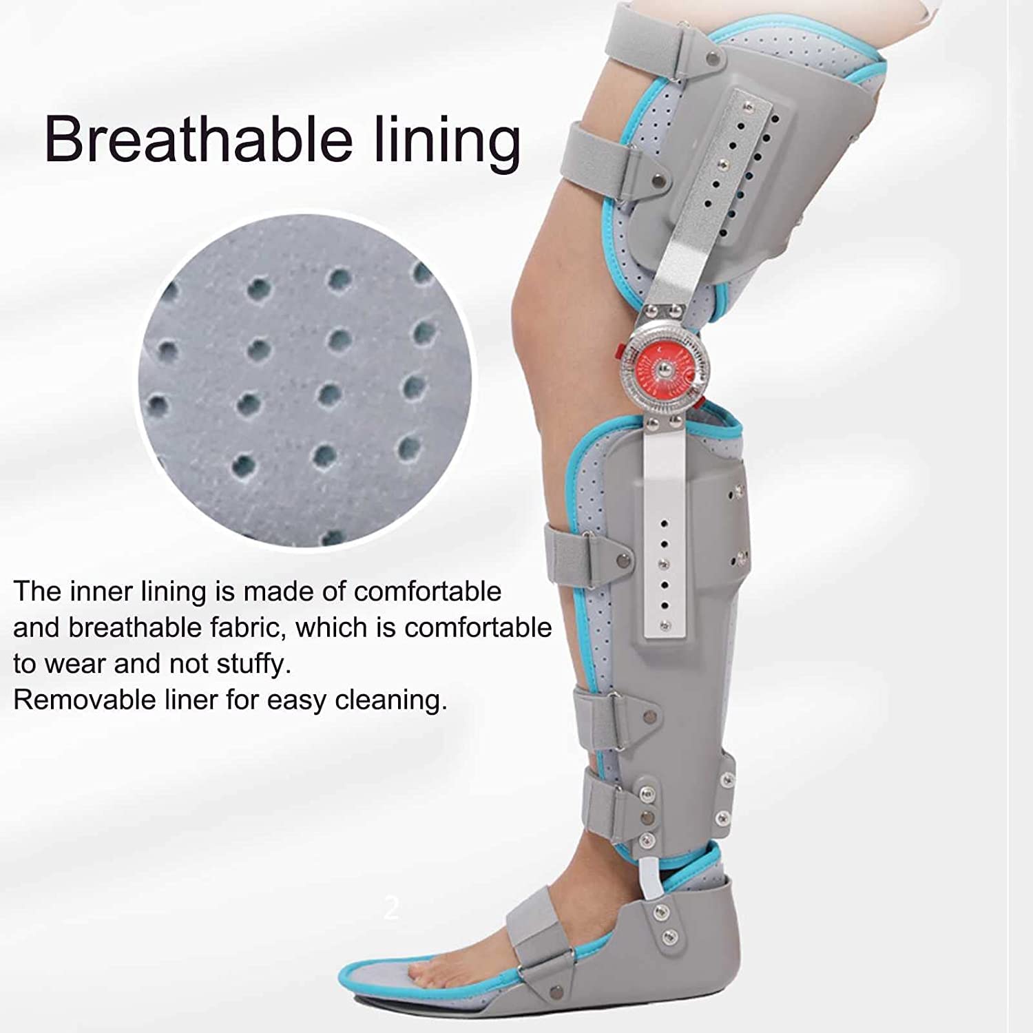 Hinged Knee Foot Support Brace， Adjustable Post Op Knee Support Orthosis Immobilizer Protector， Full Leg Stabilizer Knee Orthosis Splint，Right-sSmall