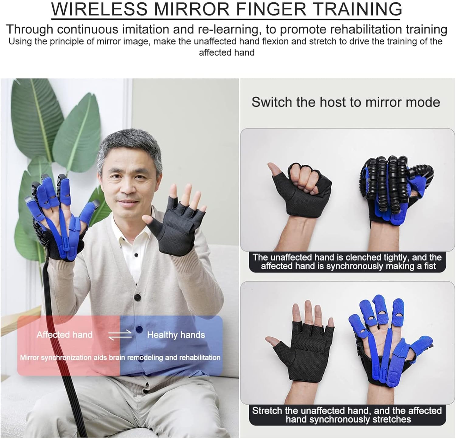 Rehabilitation Robot Gloves, Upgrade 5 Fingers are Trained Individually, LCD Display Touch Keys, AI Smart Chip, Stroke Hemiplegia Training Equipment(Size:S Code,Color:Left Hand)