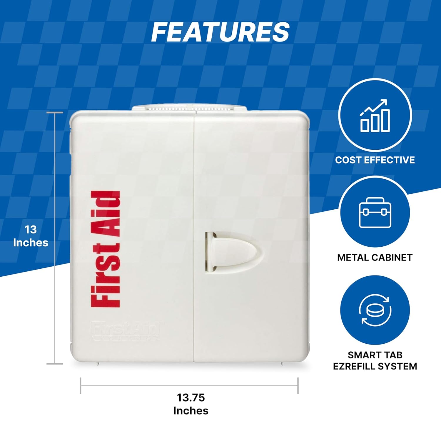 First Aid Only 90659 SmartCompliance 50-Person ANSI 2021 A and OSHA Compliant First Aid Kit for Restaurant Kitchen, Cafeteria, and Other Food Service Venues, Plastic Large First Aid Cabinet