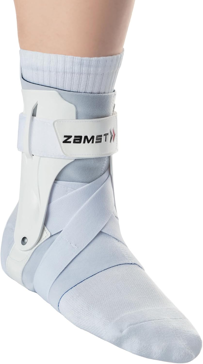 Zamst A2-DX Sports Ankle Brace with Protective Guards For High Ankle Sprains and Chronic Ankle Instability-for Basketball, Volleyball, Lacrosse, Football-Black, Size, Right and Left Specific