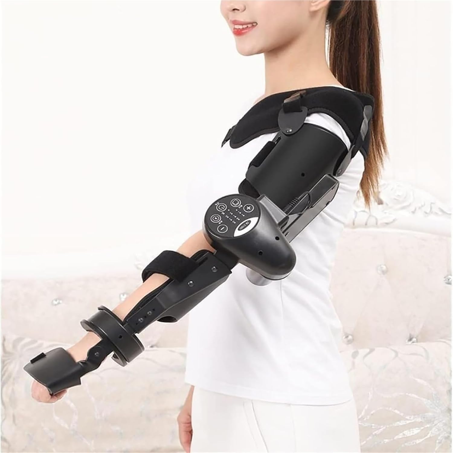 Electric Elbow Joint Rehabilitation Device, Arm Rehabilitation Device, Hinged Elbow Brace Arm Exerciser with Remote Control & Intelligent Timing, Arm Exerciser for Stroke Hemiplegia Patients.(Right)
