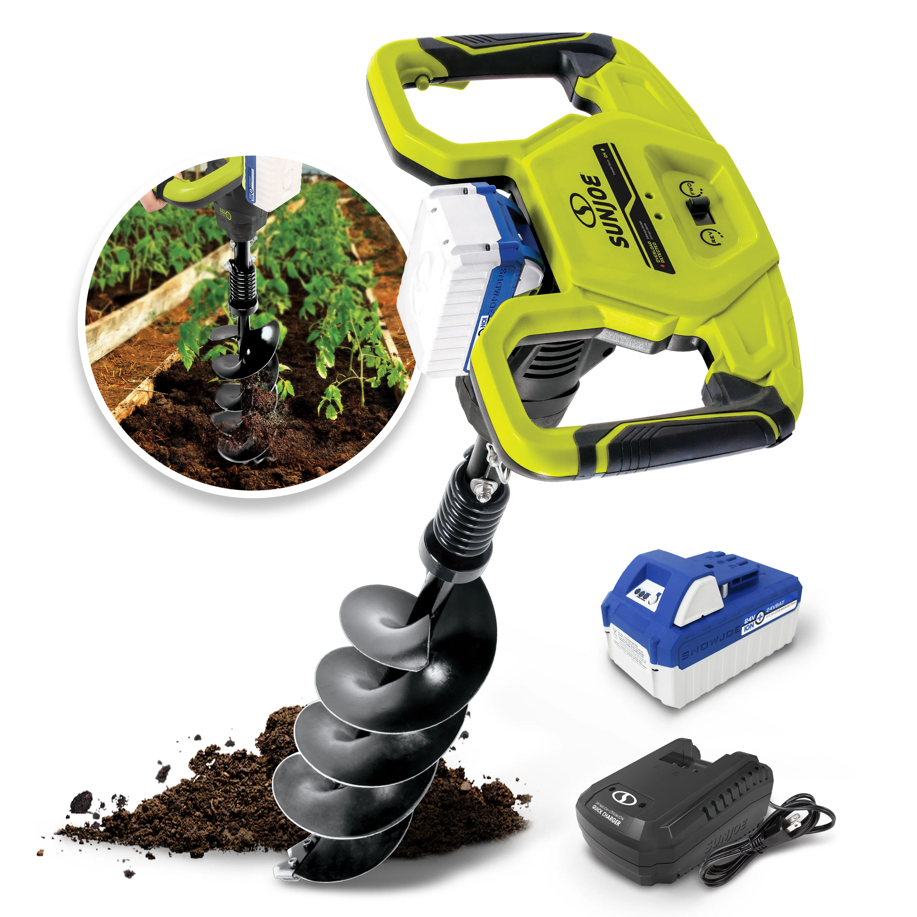 Sun Joe 24V-AGR100 24-Volt* IONMAX Cordless Earth Auger | 30