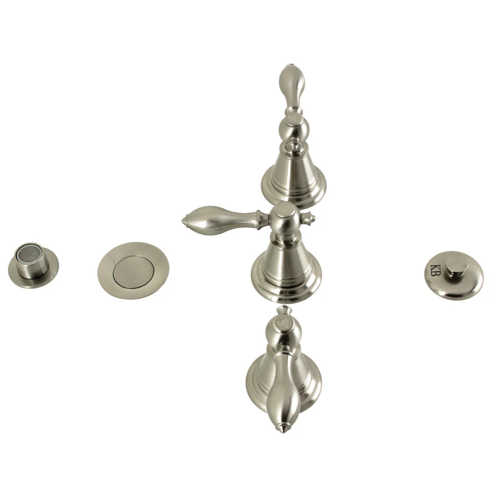 Kingston Brass Victorian Three-Handle Bidet Faucet with Brass Pop-Up, Brushed Nickel (KB328AL)