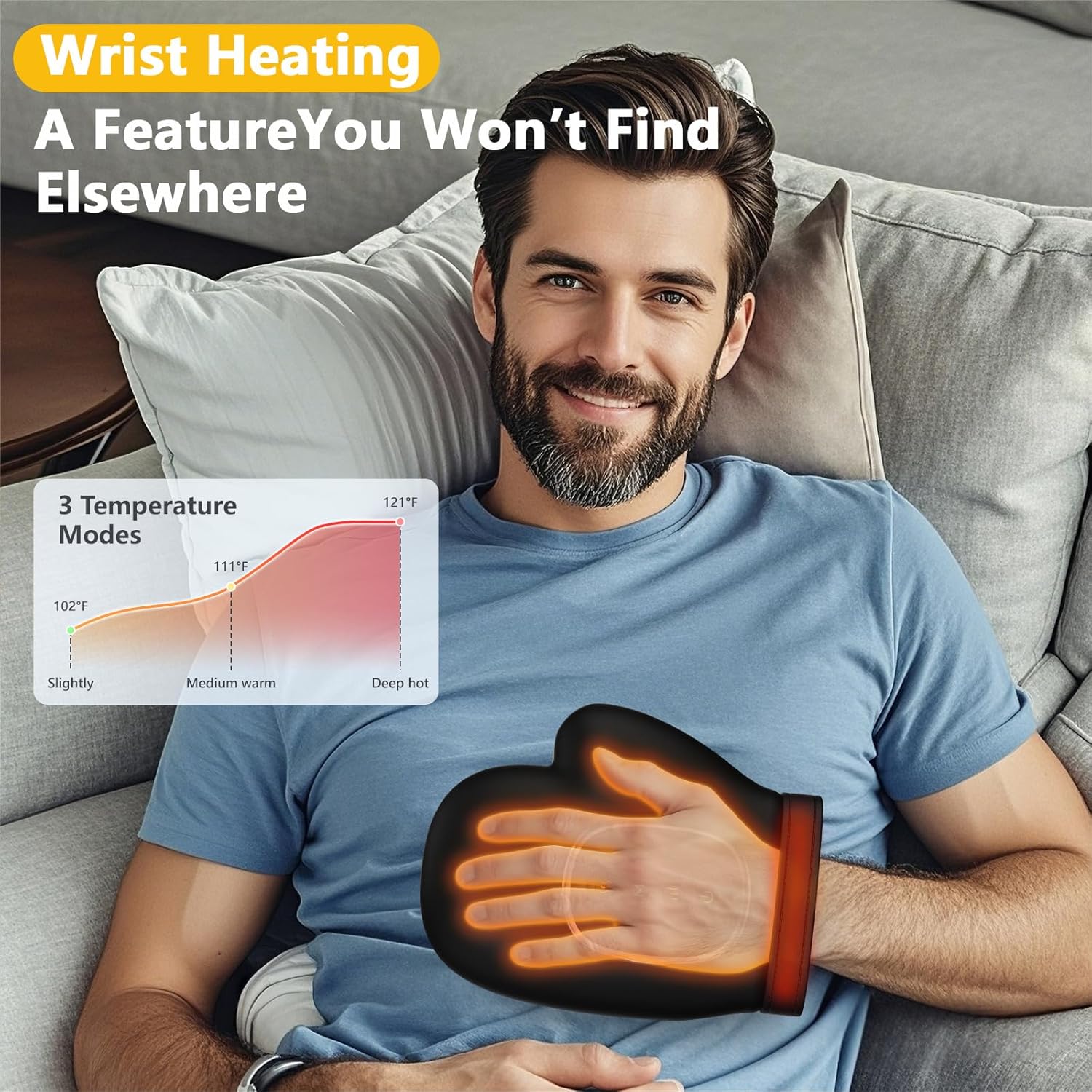 Hand Massager with Heat and Compression, Hand Massager with 3 Massages, 3 Temps (108°F ~ 121℉), 5 Strengths for Arthritis, Wrist & Carpal Tunnel Relief, Hand Massage, Gift for Women/Men (Black)