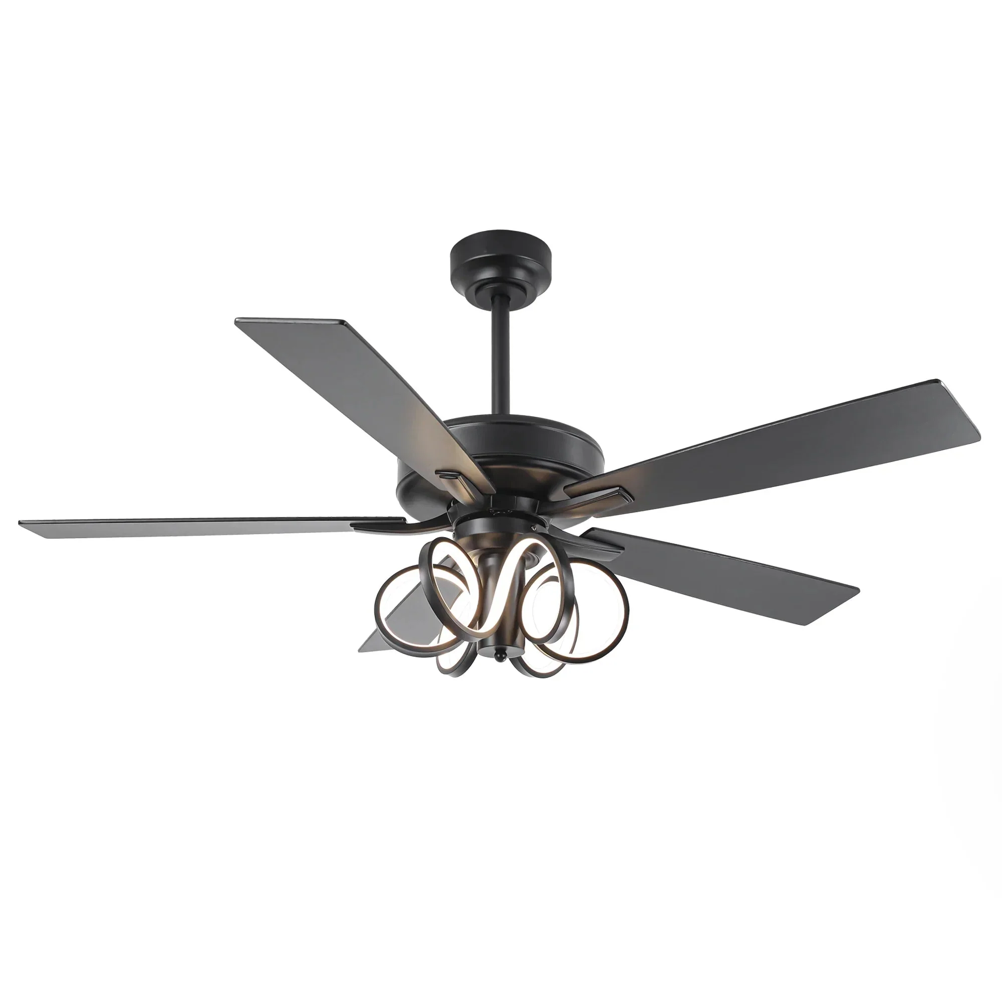 Parrot Uncle 52-Inch Levi Double-Sided Blades in Downrod Mount LED Ceiling Fan with Remote Control