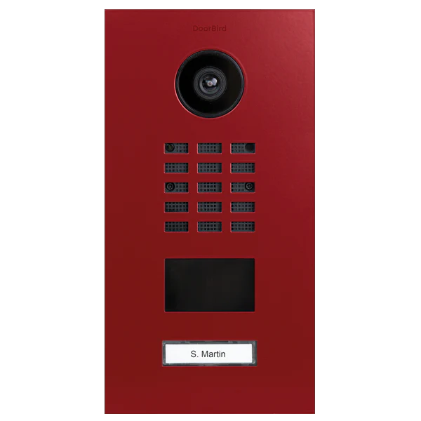 DoorBird D2101V IP Video Door Station, 1 Call Button in Flame Red, RAL 3000