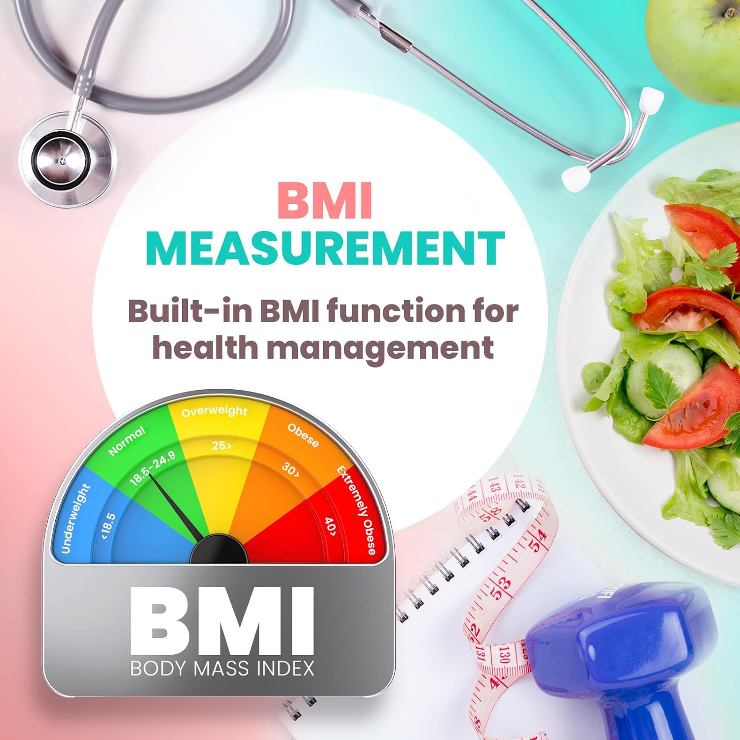 Adamson M1 Medical Scale, 440 lb/ 200 kg Capacity, BMI with Weight and Height, Professional Digital Scale for Body Weight, Home, Hospital, & Physicians, Heavy Duty - Black