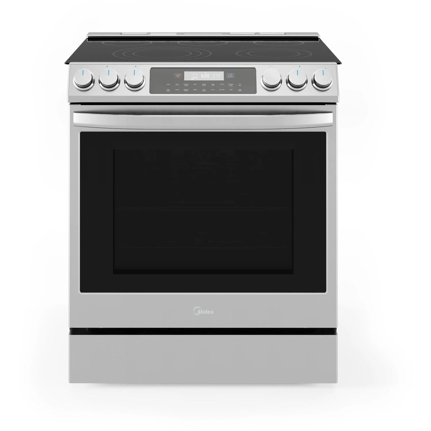 Midea 30-Inch Smart Slide-in Electric Range with 5 Elements Wi-Fi Enabled, 6.3 Cu. Ft., Pro Style with True Convection in Stainless Steel (MES30S4AST)