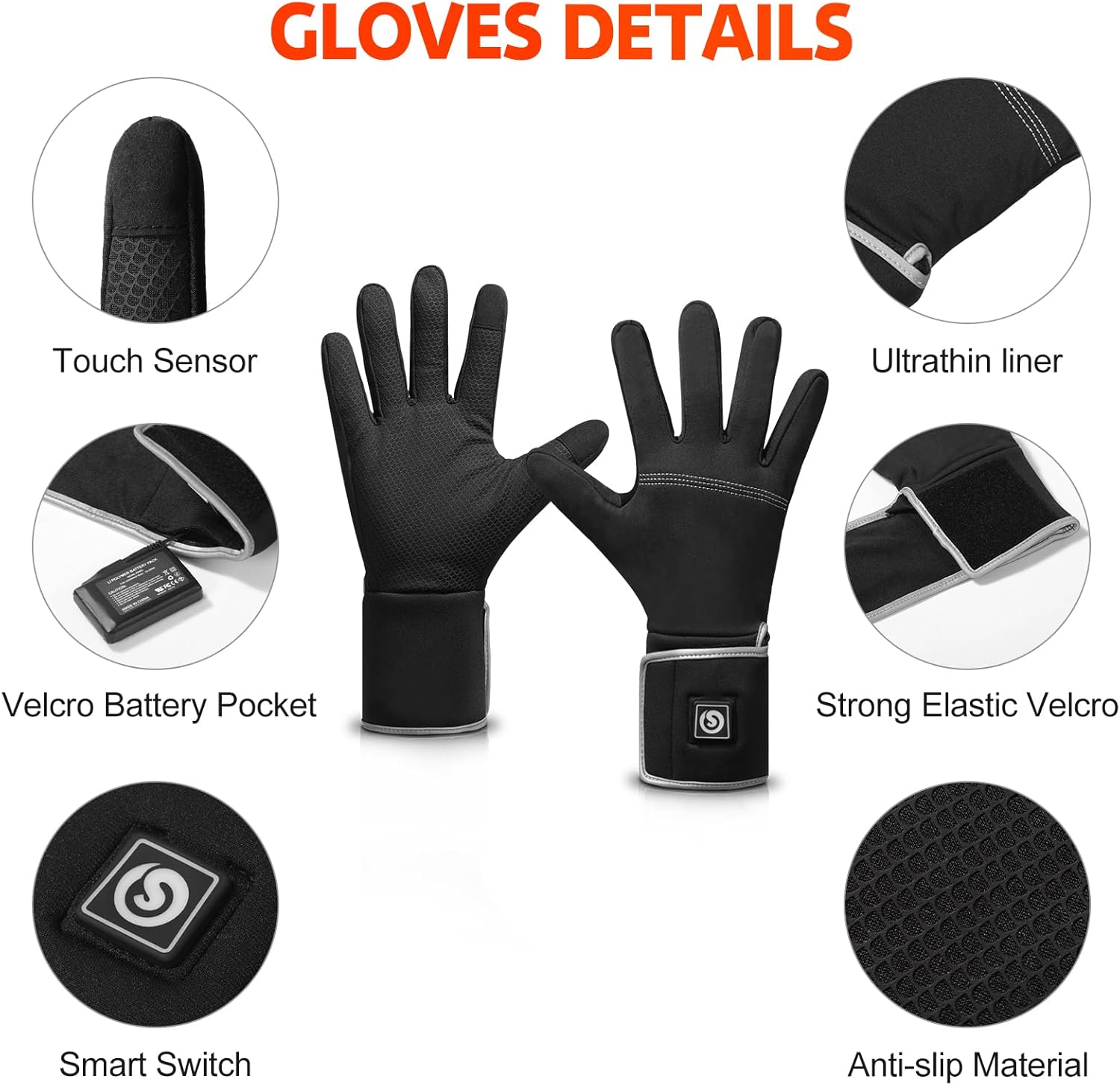 Heated Gloves, Rechargeable Electric Battery - Breathable Gloves Liners for Men Women,Winter Heated Thin Gloves Touchscreen