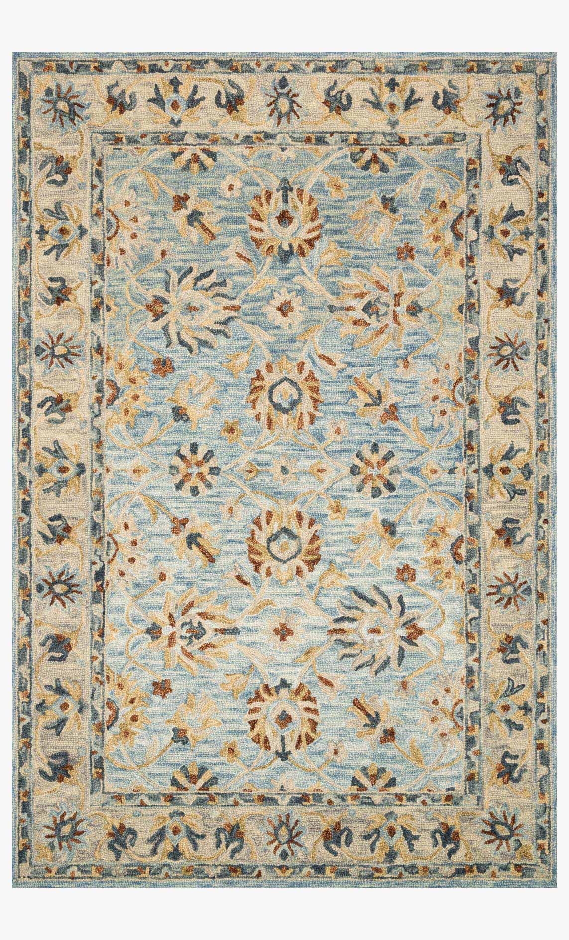 Loloi Victoria Collection - Traditional Hooked Rug in Lt. Blue & Natural (VK-18)