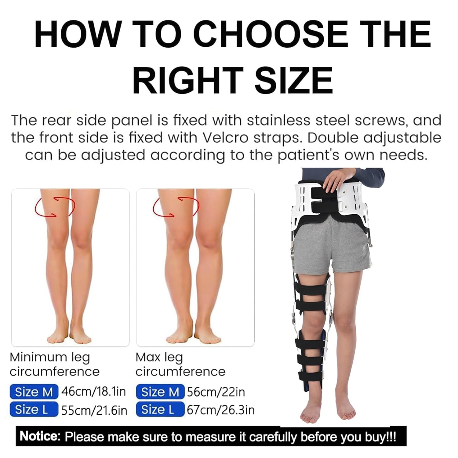 Hinged knee brace Adjustable Knee Joint Fixed Brace Full Leg Brace Support Lightweight Breathable Bone on Bone Offloader Lateral Unloader Helps to Improve Balance Leg Stre Women and Men(Left+right Leg