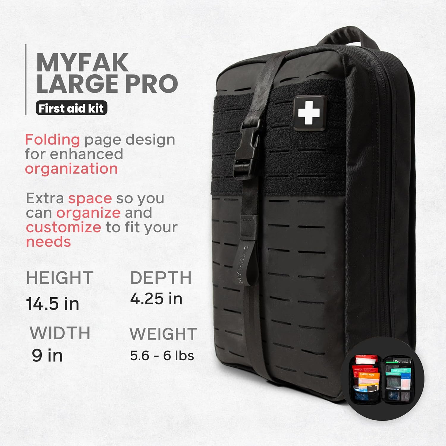 My Medic MYFAK Large Medical Kit (PRO) - Emergency First Aid Survival Essentials & Travel Bag Supplies | Rescue Items For Any Car, Home or Office - Black