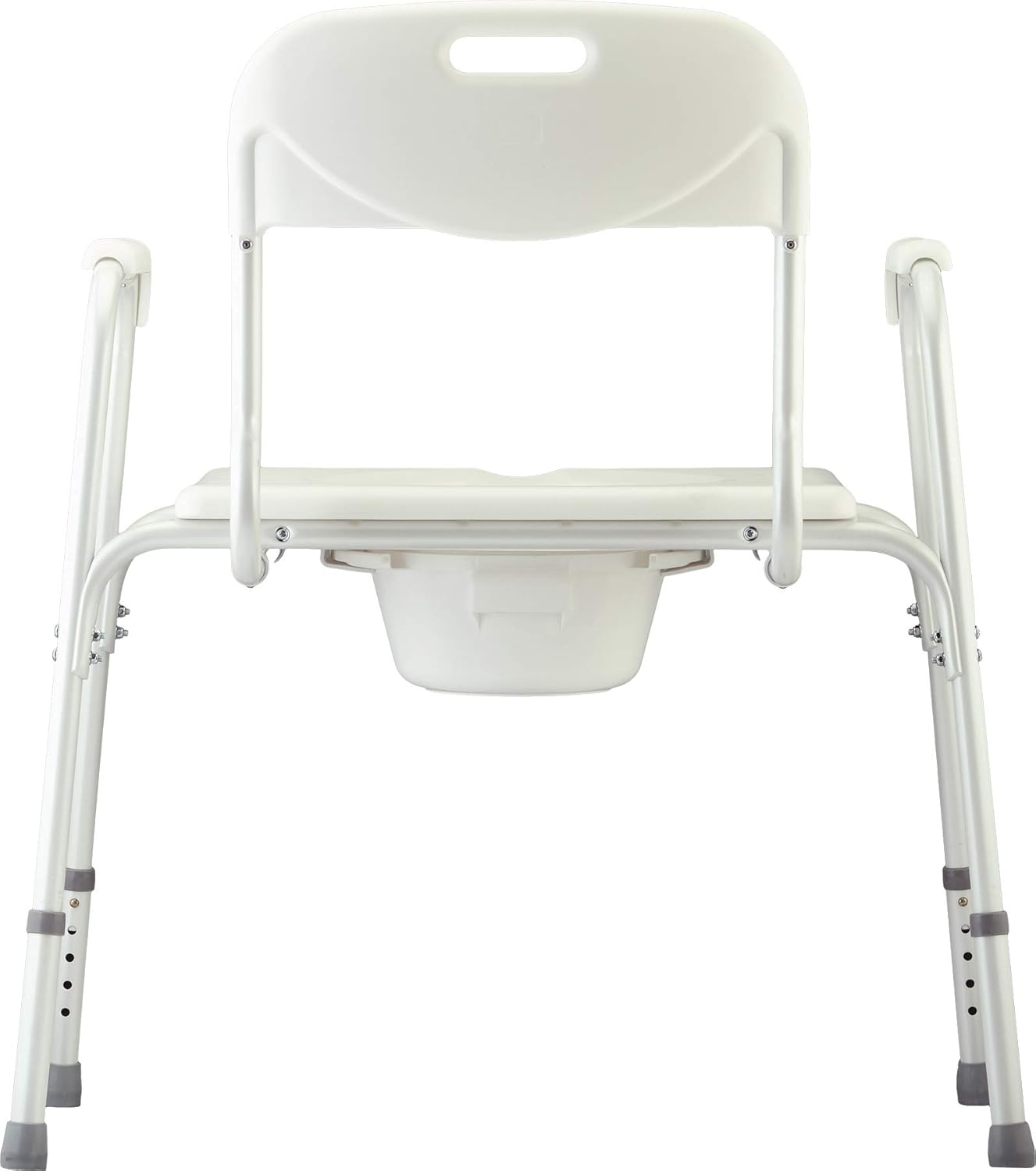 NOVA Heavy Duty Bedside Commode, Extra Wide Seat, 450 lb. Weight Capacity, Seat Height Adjustable, Stand Alone or Over Toilet Commode, White