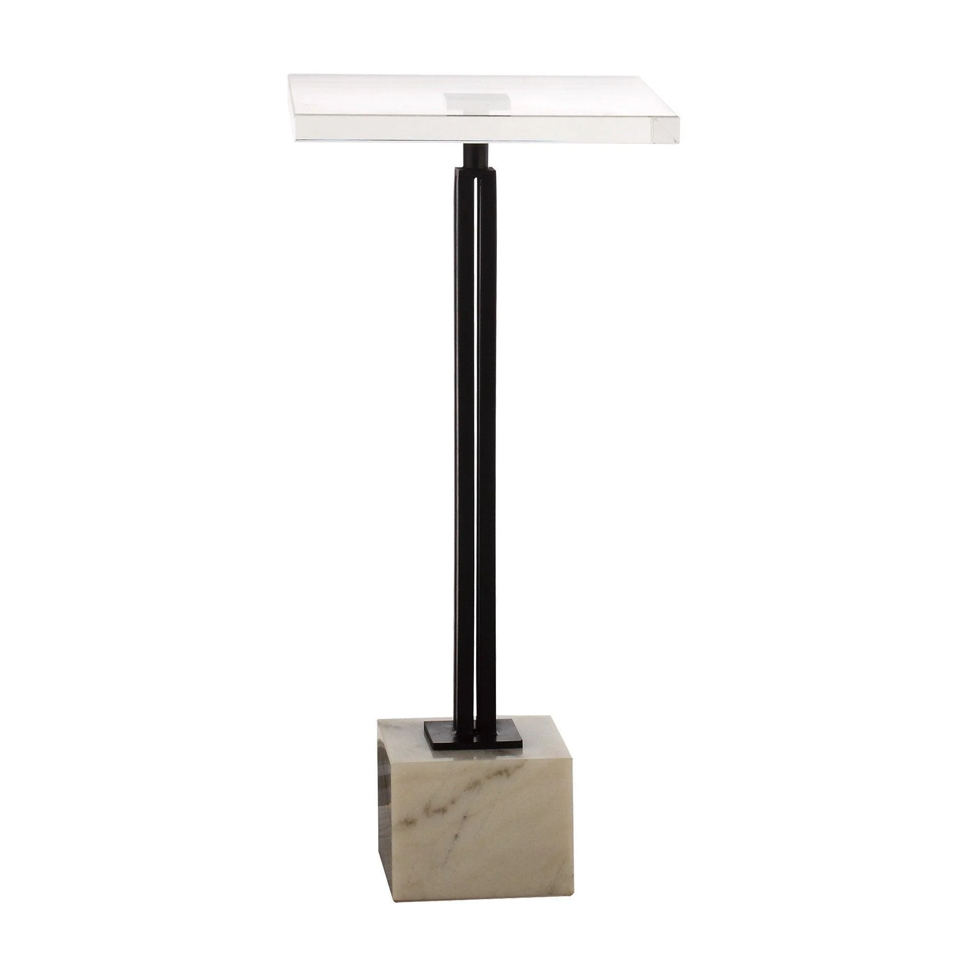 Parrot Uncle Black Square Side Table with Marble Base (PWT230307-3B)