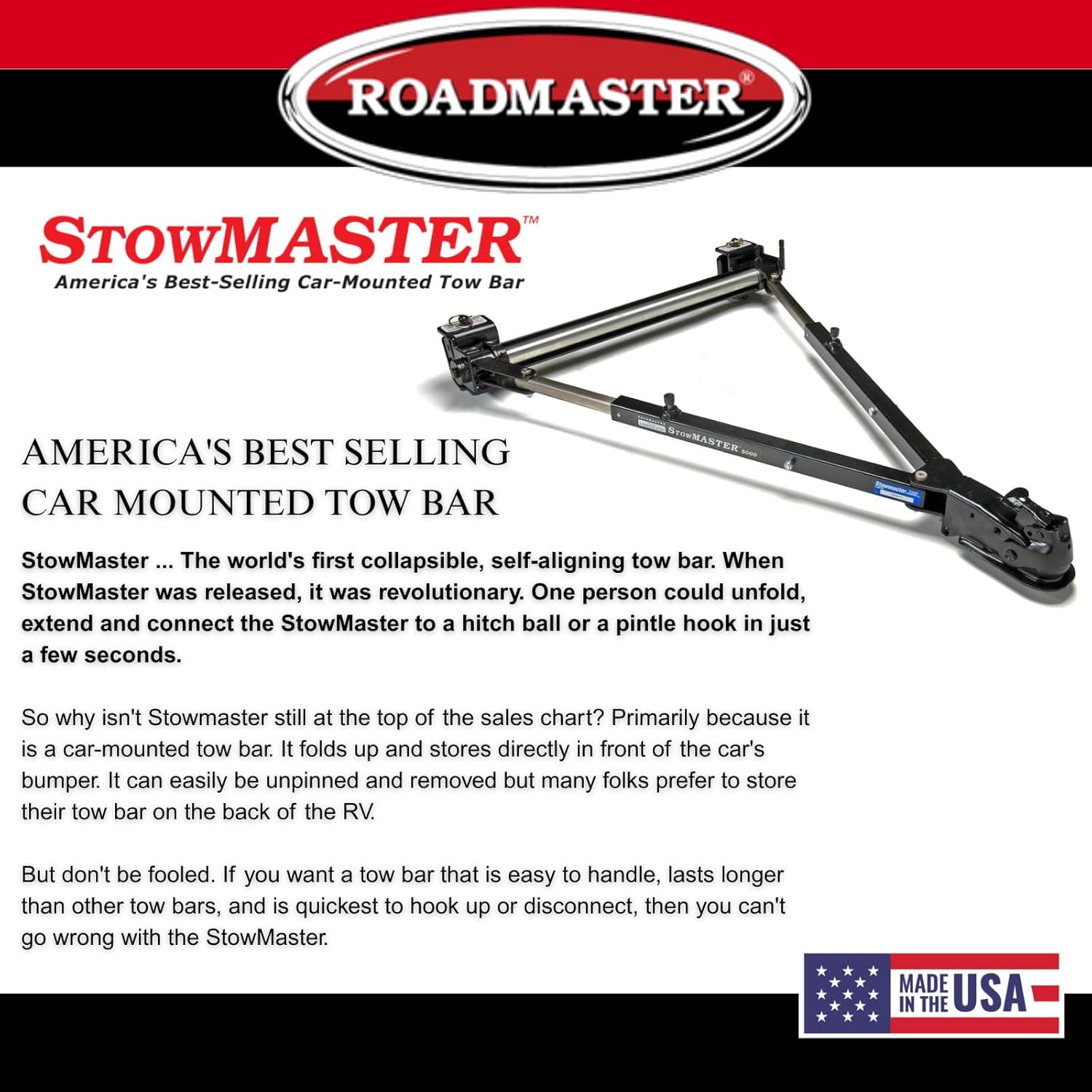 Roadmaster 501 Stowmaster Tow Bar with 2