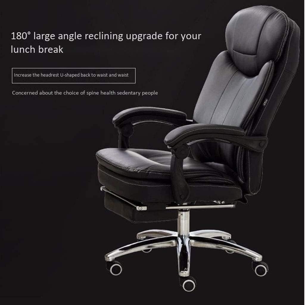 High-Back Leather Executive Swivel Adjustable Swivel Office Desk Chair with Armrests Lumbar Support Desk Ergonomic Chair Chair Reclining Can Sit Computer Chair Home Boss Chair Leather (Black )