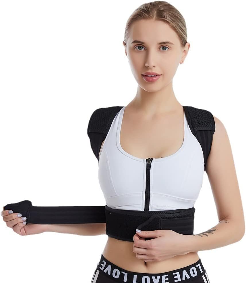 Upper Back Brace Support Men Women Posture Corrector Back Straightener Spinal Neck Shoulder Waist Support Belt (Color : Black, Size : X-Large)