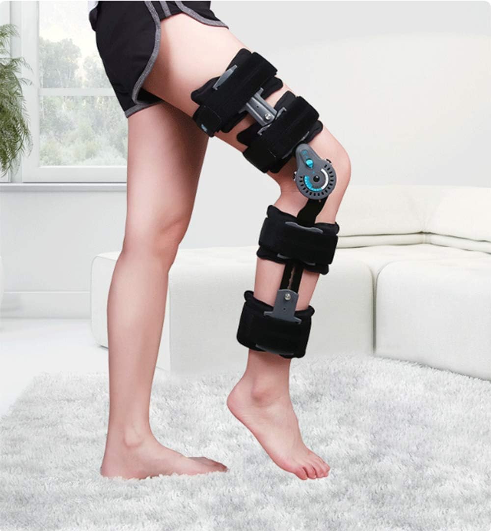 ROM Knee Brace, Hinged Post Op Knee Brace Adjustable Leg Stabilizer Recovery Immobilization After Surgery Fracture Post-Op Meniscus Tear Orthopedic Guard Protector