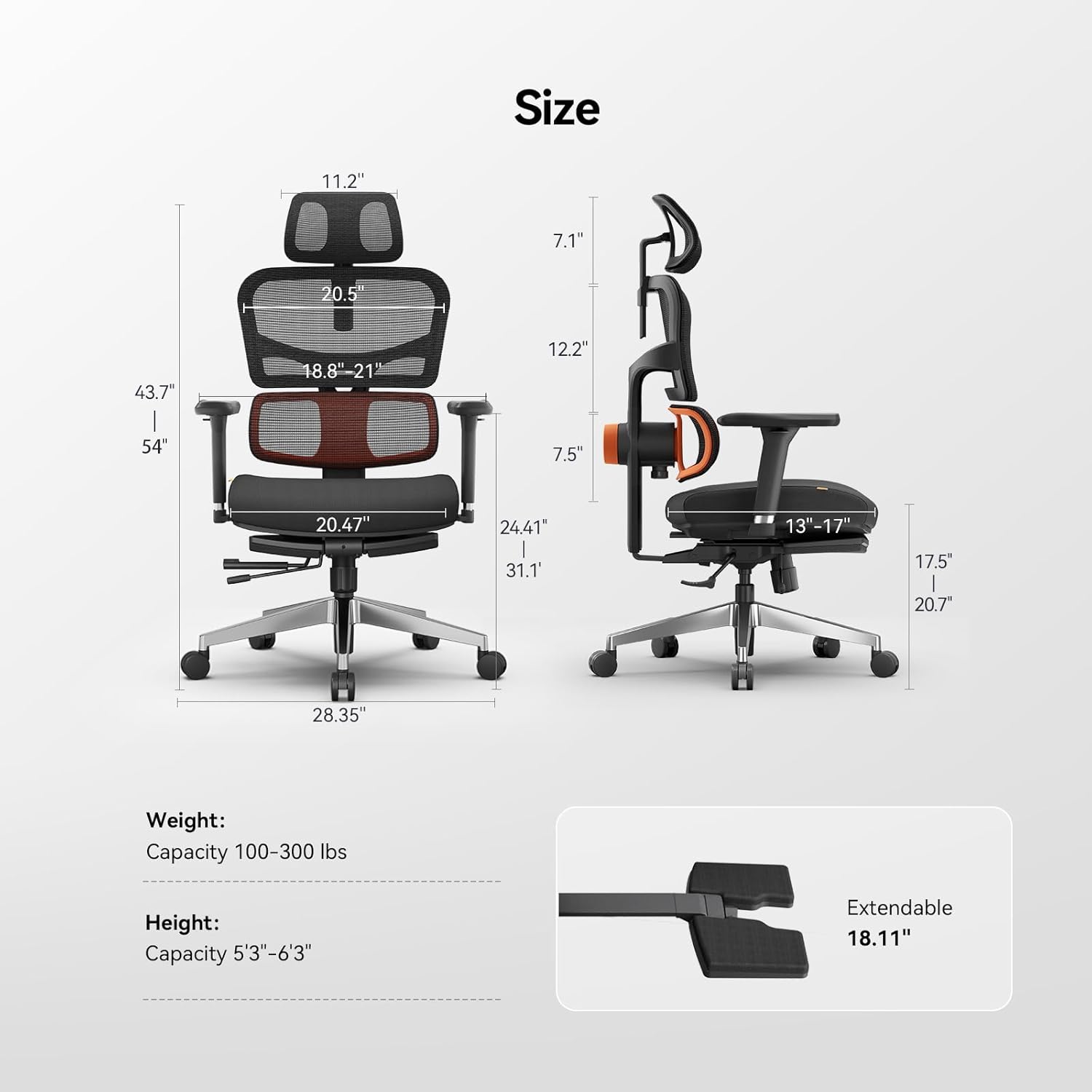 Newtral Office Chair Ergonomic - Home Office Desk Chair, Back Pain Chair with Auto-Following Lumbar Support, 4D Armrest, Seat Depth and Height Adjustable (No Foot Rest, Black)